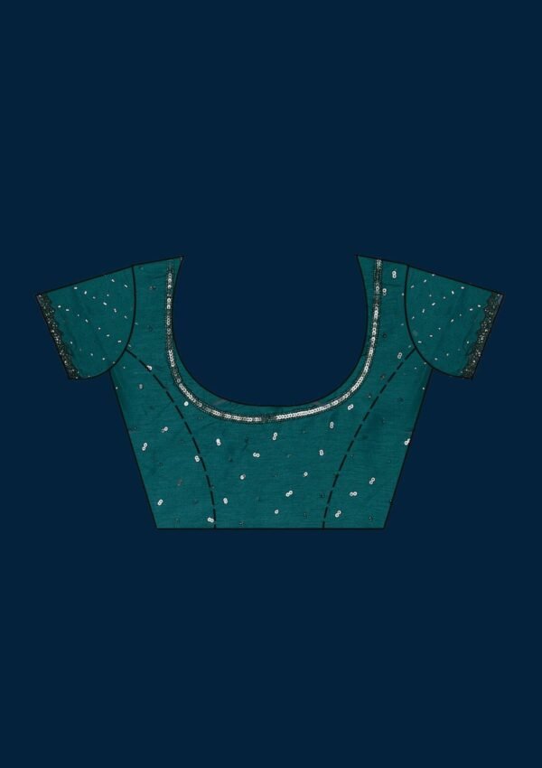Elegant Sea Green Georgette Saree Adorned with Sparkling Sequins - Image 9