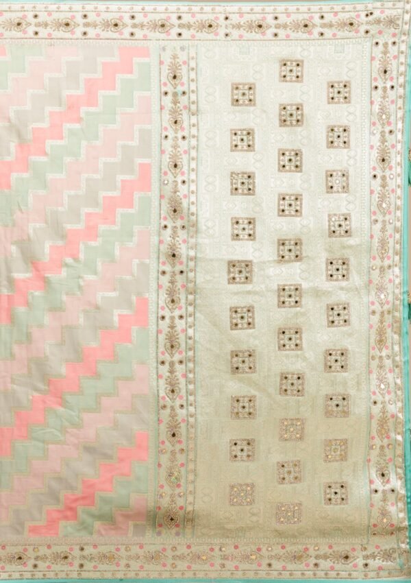 Elegant Sea Green Stonework Soft Silk Saree - Image 10