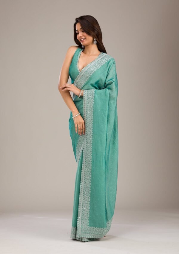 Elegant Sea Green Soft Silk Saree with Exquisite Zari Work - Image 2