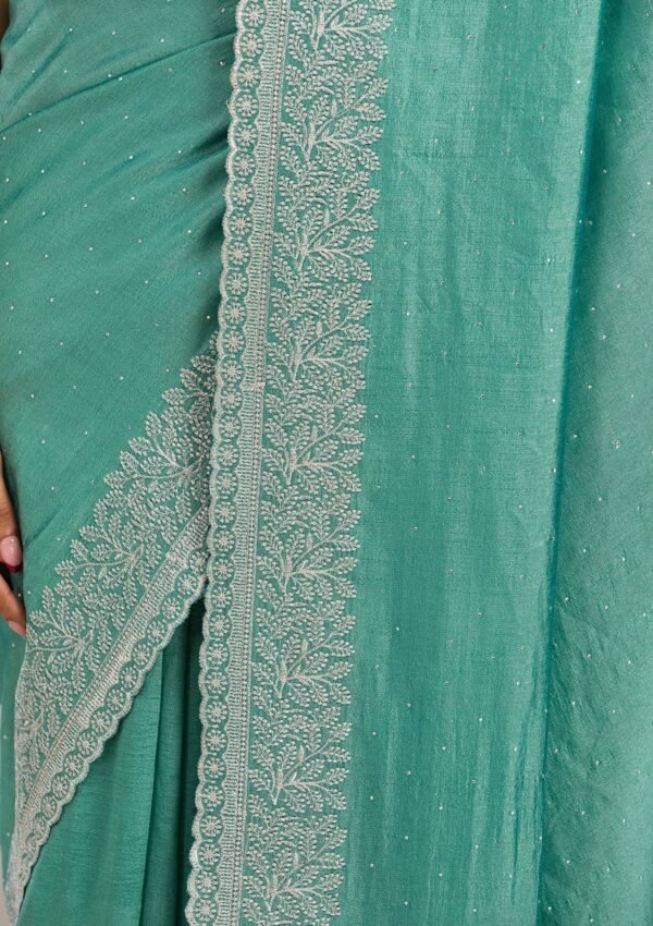 Elegant Sea Green Soft Silk Saree with Exquisite Zari Work - Image 8