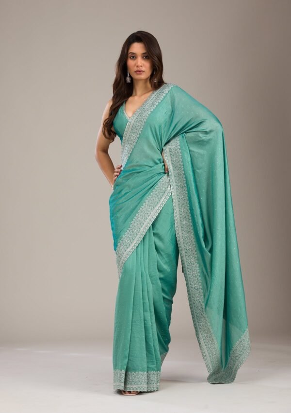 Elegant Sea Green Soft Silk Saree with Exquisite Zari Work - Image 6
