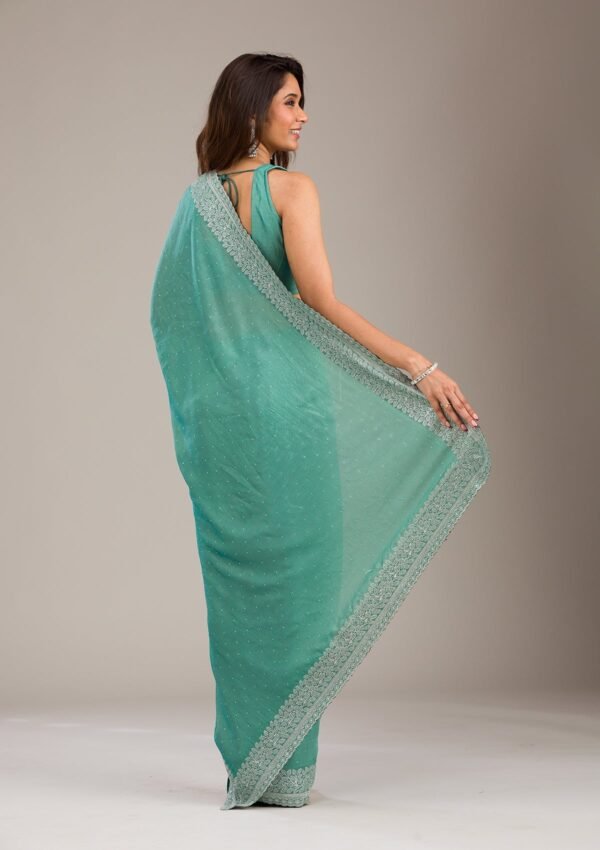 Elegant Sea Green Soft Silk Saree with Exquisite Zari Work - Image 7