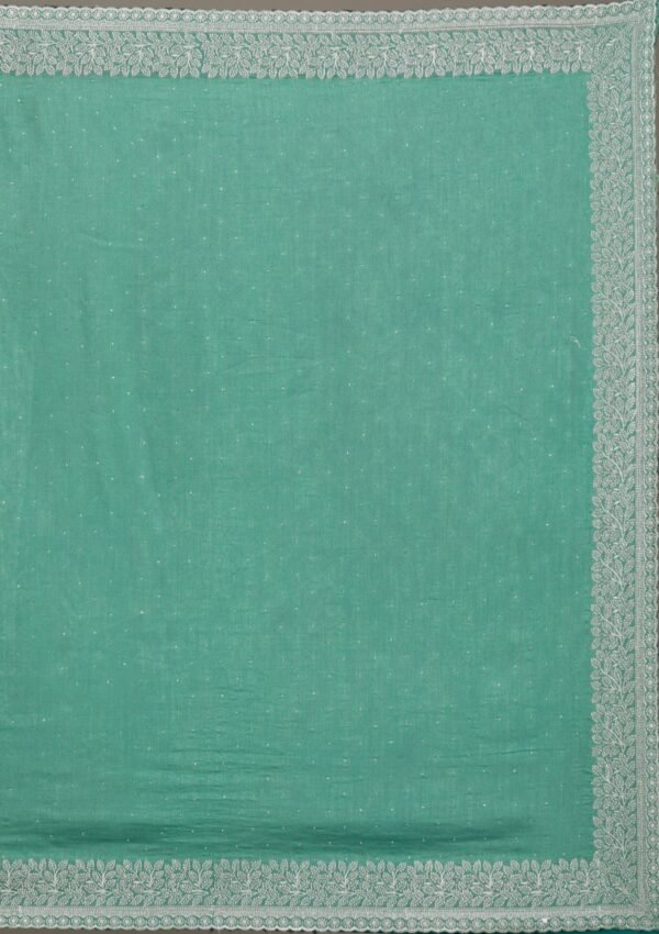 Elegant Sea Green Soft Silk Saree with Exquisite Zari Work - Image 9