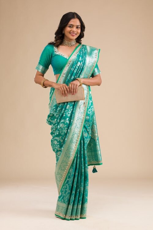 Exquisite Sea Green Banarasi Silk Saree with Elegant Zari Work