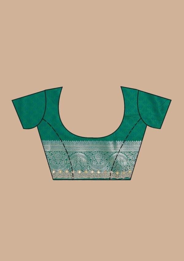 Exquisite Sea Green Banarasi Silk Saree with Elegant Zari Work - Image 9
