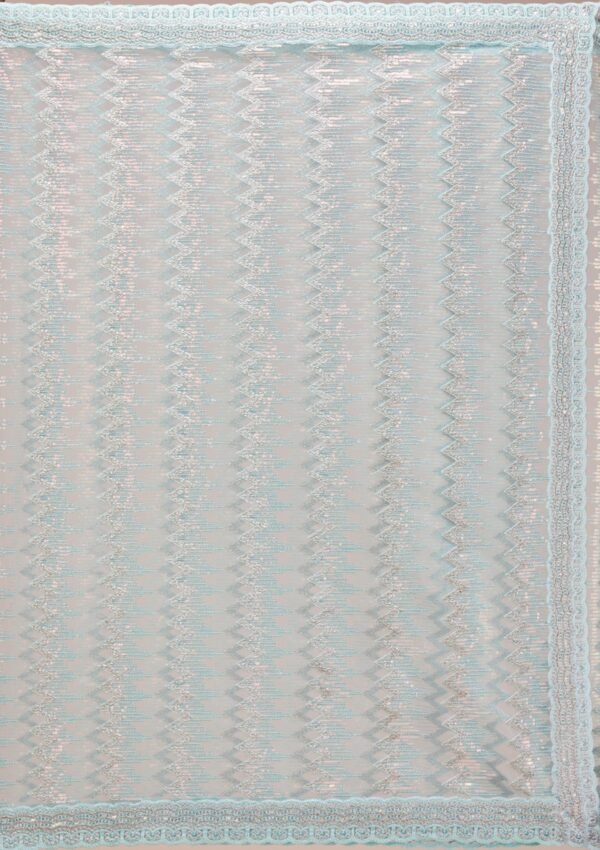 Elegant Sky Blue Sequined Net Saree for a Dazzling Look - Image 8