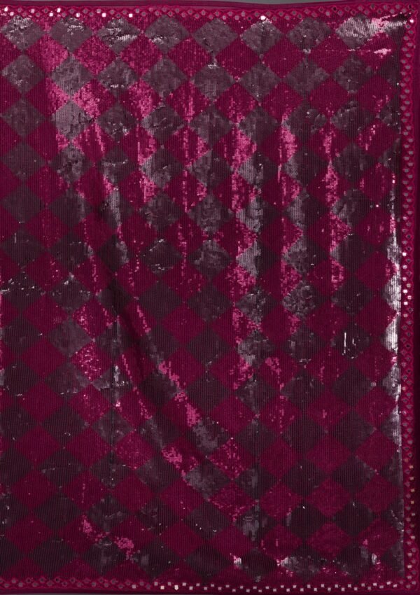 Glamorous Wine Sequined Georgette Saree - Image 9