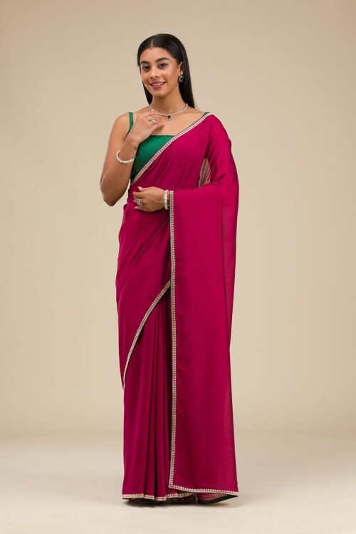 Elegant Wine Stonework Art Silk Saree