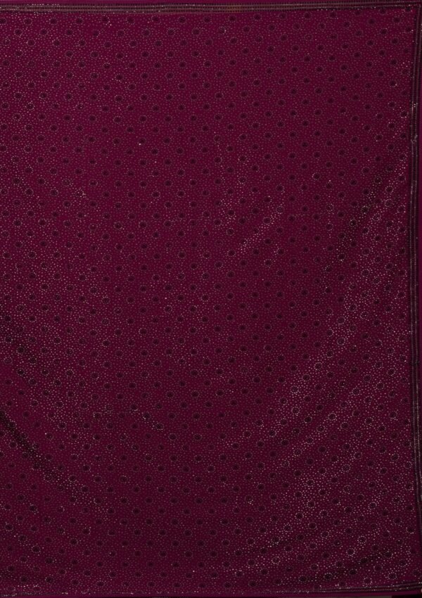 Elegantly Crafted Wine Swarovski Crepe Designer Saree - Image 10