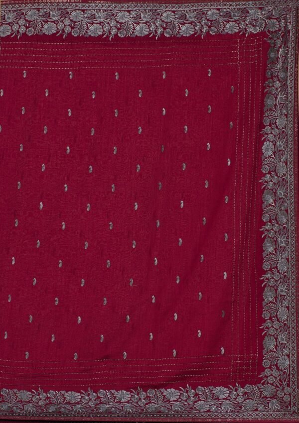 Elegant Wine Zariwork Georgette Saree - Image 8