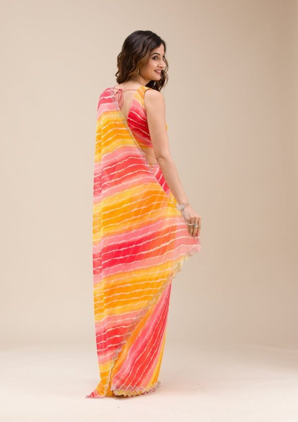 Radiant Yellow Georgette Saree with Stunning Stonework - Image 2