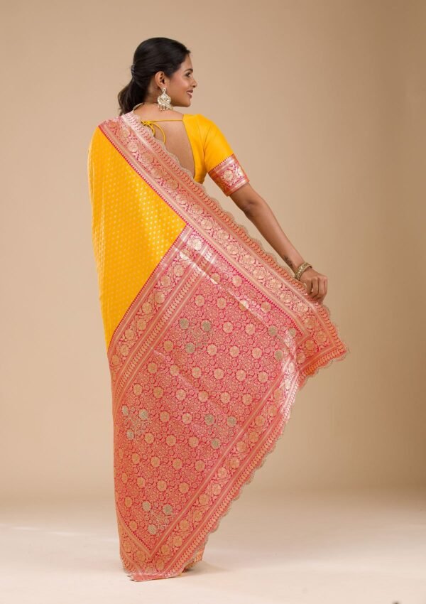 Radiant Yellow Stonework Soft Silk Saree - Elevate Your Elegance! - Image 2