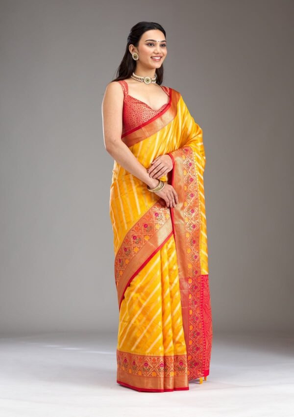 Elegant Yellow Tissue Saree with Intricate Zariwork - Image 6