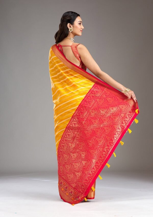 Elegant Yellow Tissue Saree with Intricate Zariwork - Image 2